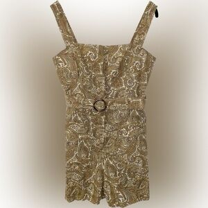 House Of Harlow 1960 Mustard Paisley Country Western Romper W Belt
